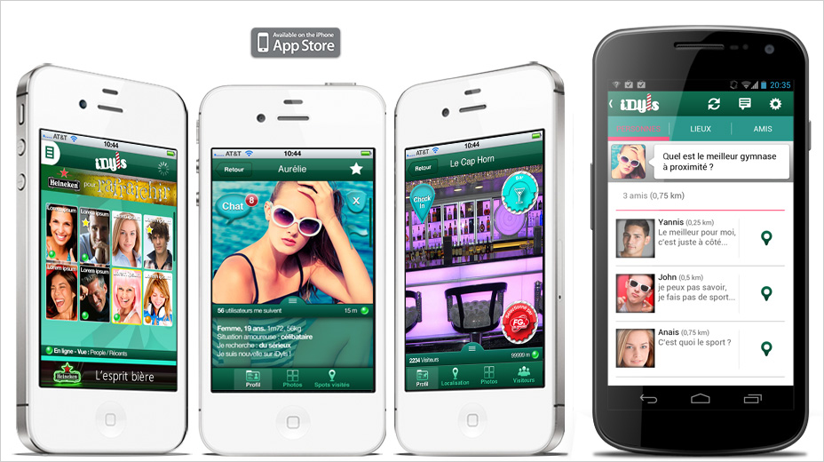 Work: ergonomic, interactive design. Chat, loving meeting iPhone app
