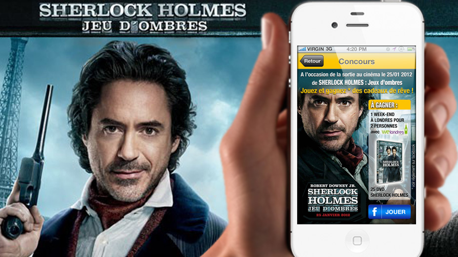 Work: design. Sherlock's Holmes movie quiz show